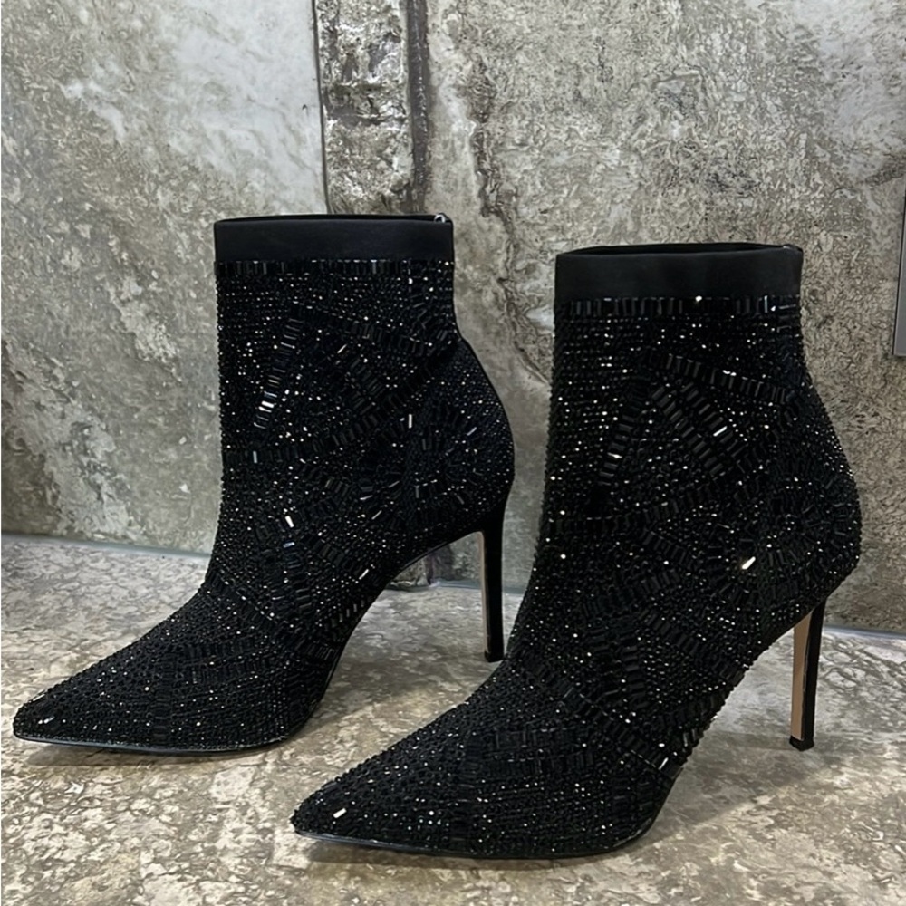 Thalli Sodi Kami Women's Embellished Heel Bootie Black Flynit